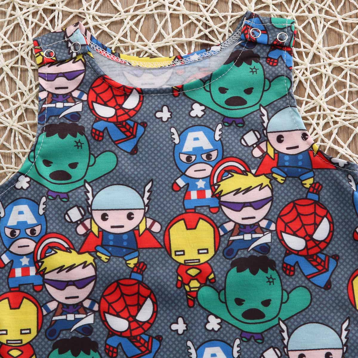 Summer cartoon  Newborn Baby Boy Romper Jumpsuit Heros Pattern Clothes Outfits - ebowsos