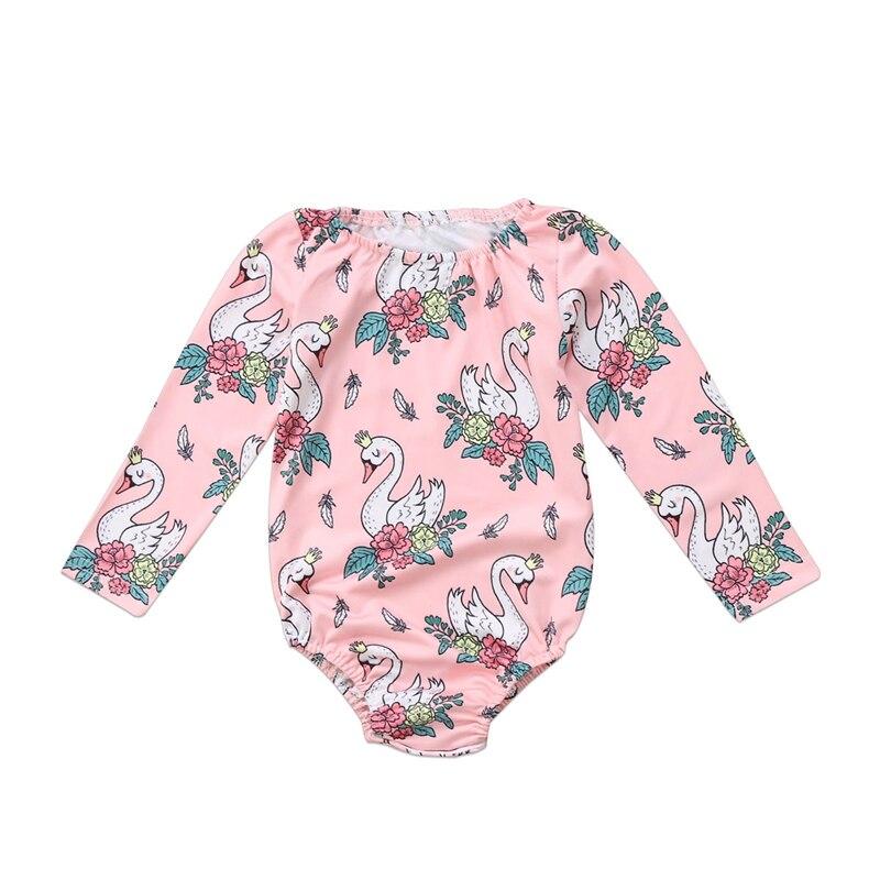 Swan Girls Suit Baby Girls Swan Floral Flower Tops Long Sleeve Cotton Jumpsuit Bodysuit Clothes 0-2Y - ebowsos