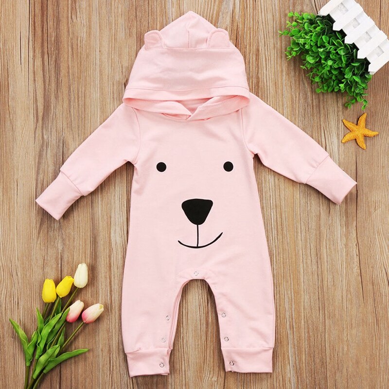 Sweet Baby Boy Girls Clothes Cartoon Newborn Infant Boys Girls Clothes Hooded Romper Jumpsuit Outfits - ebowsos