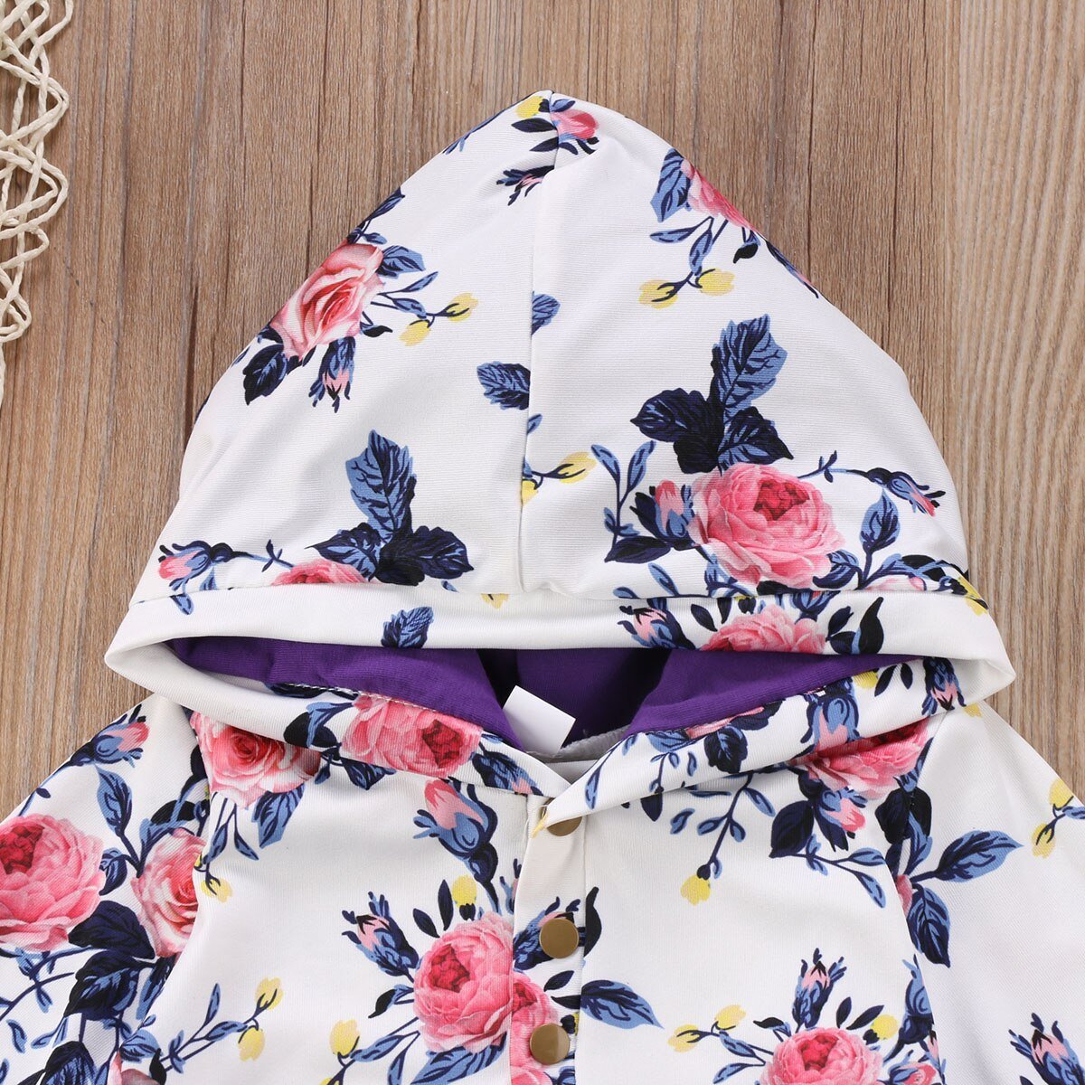 Sweet Floral Newborn Baby Infant Girls Flower Long Sleeve Hooded Jumpsuit Bodysuit Outfits Clothes - ebowsos