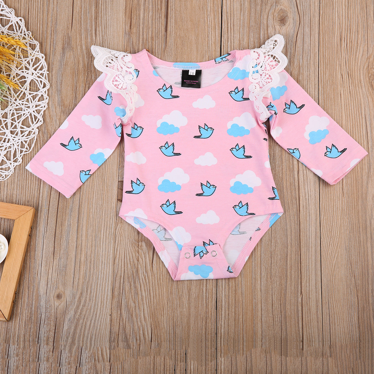 Sweet Infant Toddler Baby Girls Long Sleeve Bodysuit Cartoon Cute Birds Jumpsuit Sunsuit Outfits 0-18M - ebowsos