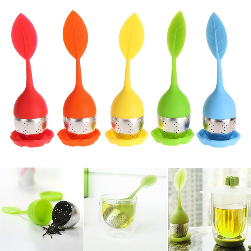 Sweet Leaf Silicone Tea Infuser Strainer w/ Drop Tray  D30 - ebowsos