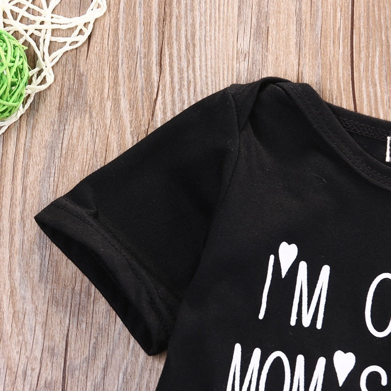 Sweet Letter Newborn Infant Baby Boy Girls Bodysuit Cotton Short Sleeve Jumpsuit Clothes Outfits - ebowsos