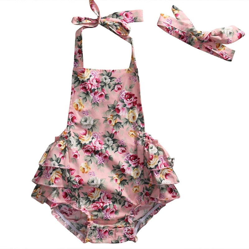 Sweet New Baby Girls Floral Ruffle Bodysuit Summer Children Clothing Jumpsuit Sunsuit Outfits One-pieces - ebowsos