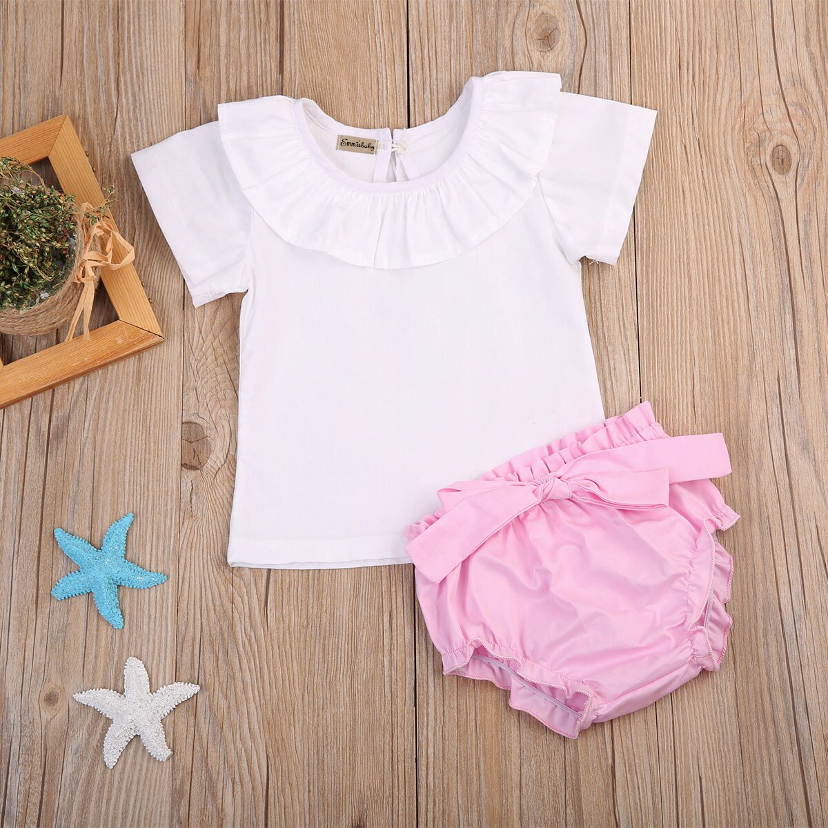 Sweet Newborn Baby Girls Tops T-shirt Pants Shorts 2PCS Outfits Clothes Set 0-2T - ebowsos