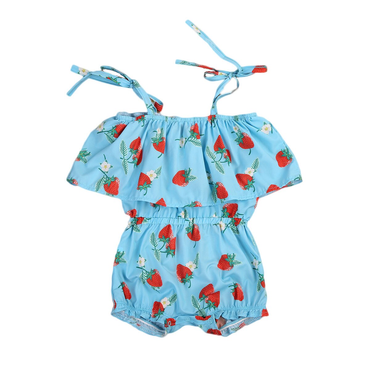 Sweet Summer Children Clothing Baby Girls Strawberry Romper Sleeveless Cotton Jumpsuit Outfit Sunsuit Clothes - ebowsos