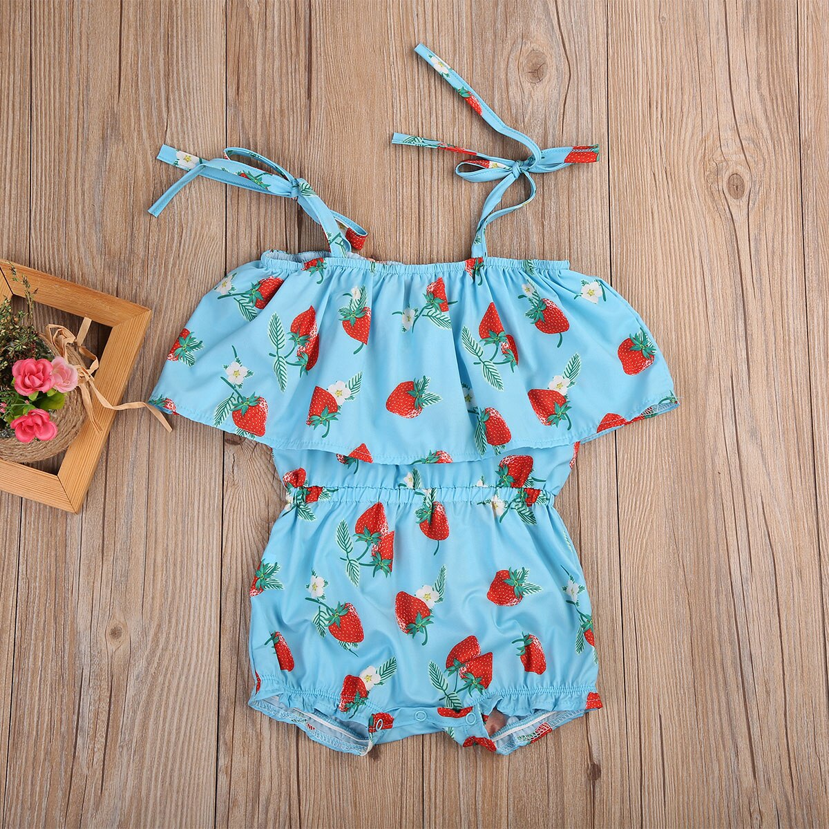 Sweet Summer Children Clothing Baby Girls Strawberry Romper Sleeveless Cotton Jumpsuit Outfit Sunsuit Clothes - ebowsos