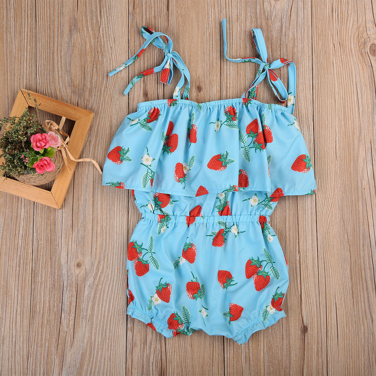 Sweet Summer Children Clothing Baby Girls Strawberry Romper Sleeveless Cotton Jumpsuit Outfit Sunsuit Clothes - ebowsos