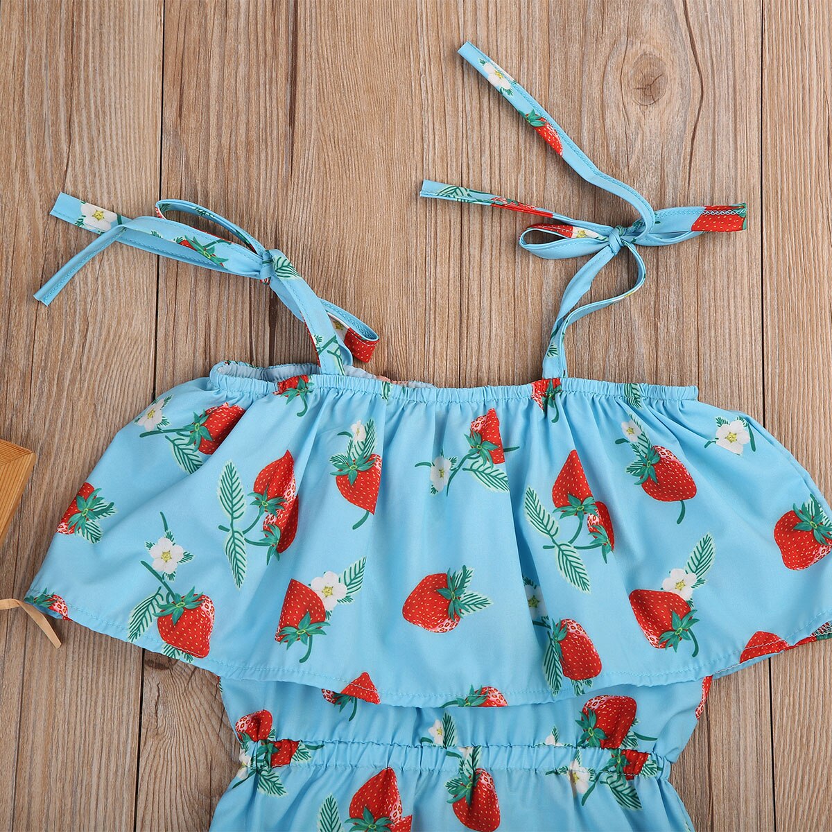 Sweet Summer Children Clothing Baby Girls Strawberry Romper Sleeveless Cotton Jumpsuit Outfit Sunsuit Clothes - ebowsos