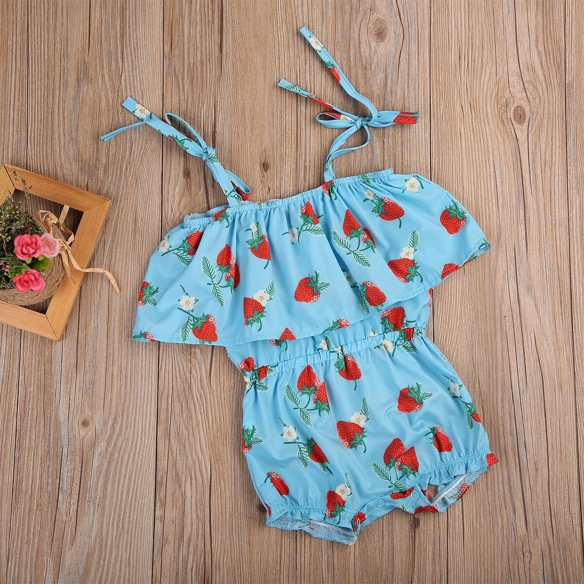 Sweet Summer Children Clothing Baby Girls Strawberry Romper Sleeveless Cotton Jumpsuit Outfit Sunsuit Clothes - ebowsos