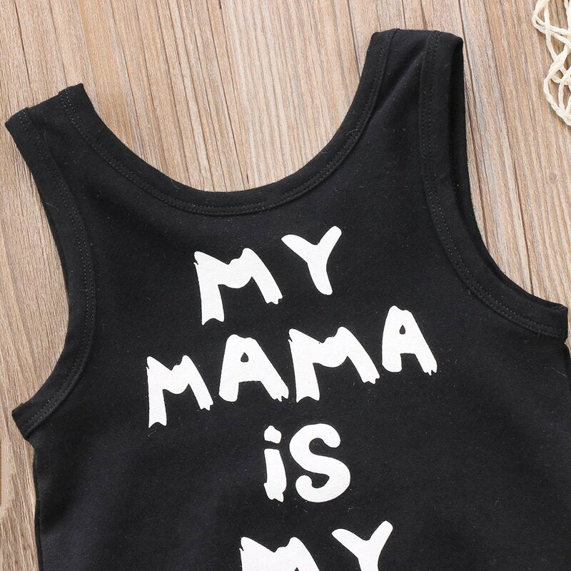 Sweet Summer Children Infant Baby Girls Mama Vest Sleeveless Bodysuit Jumpsuit Outfits Set Clothes - ebowsos