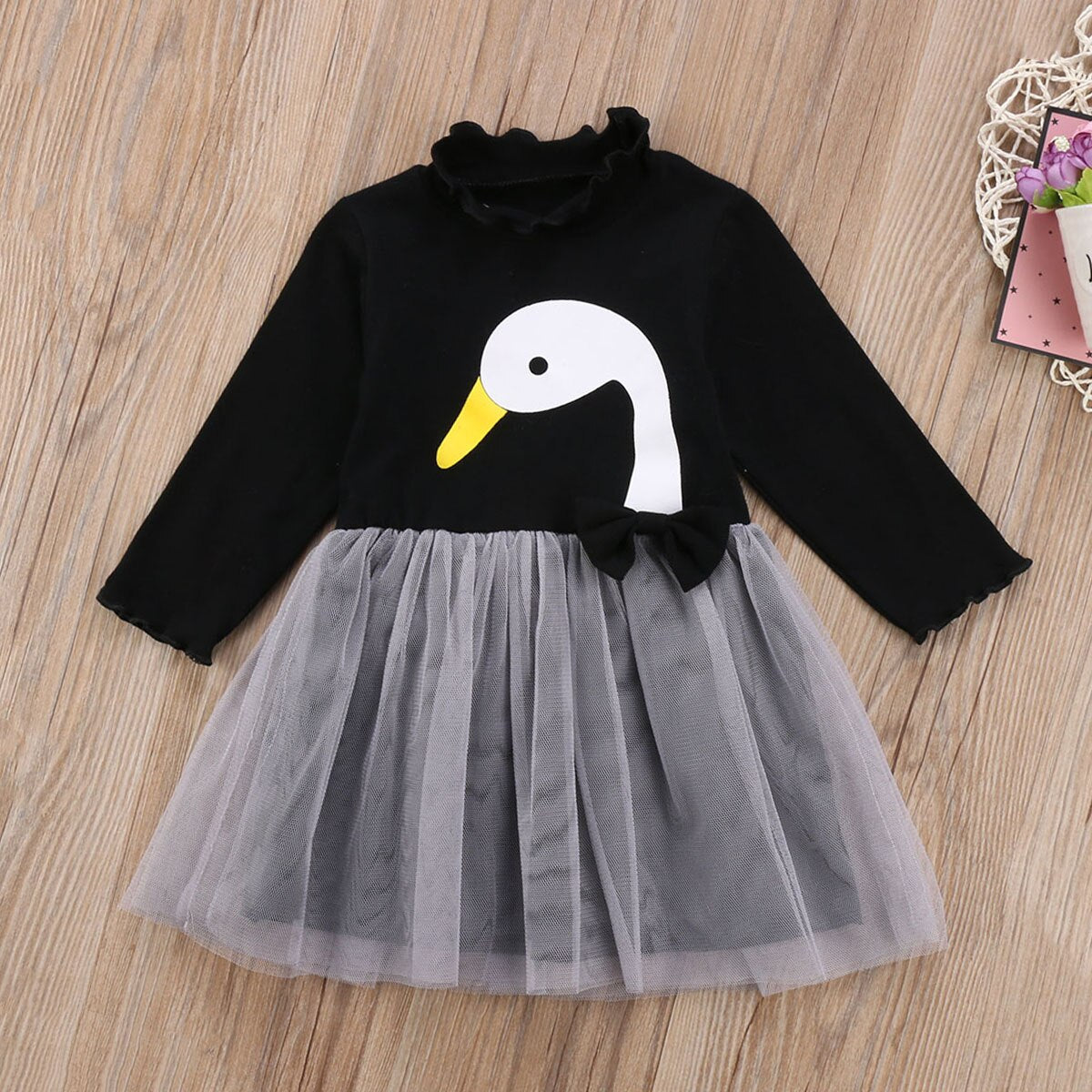 Sweet Swan Baby Girls Lace Dress Long Sleeve Beauty Party Pageant Princess Dresses Christmas Kids Costume - ebowsos