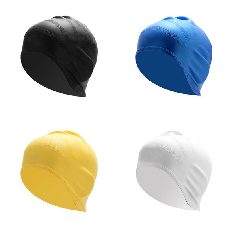 Swimming Cap Silicone Waterproof Protect Ears Long Hair Sports Swim Pool Hat Swimming Cap Free size for Men & Women Adults-ebowsos