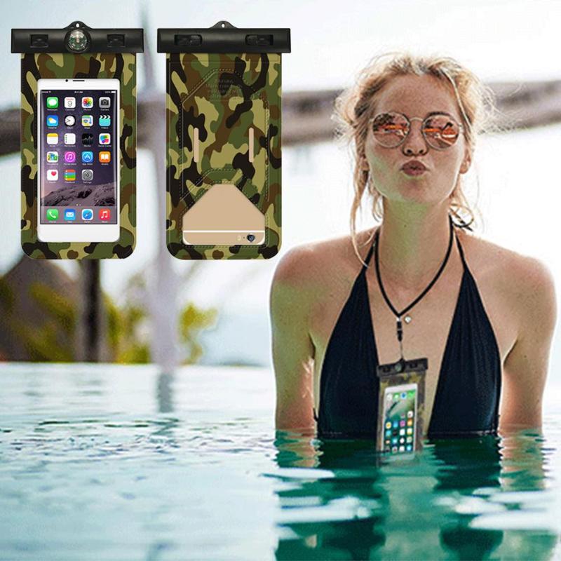 Swimming Waterproof Phone Bags Camo Clear Smart Touch Screen Cell Phone Pouch Design Touch Control More Comfortable-ebowsos