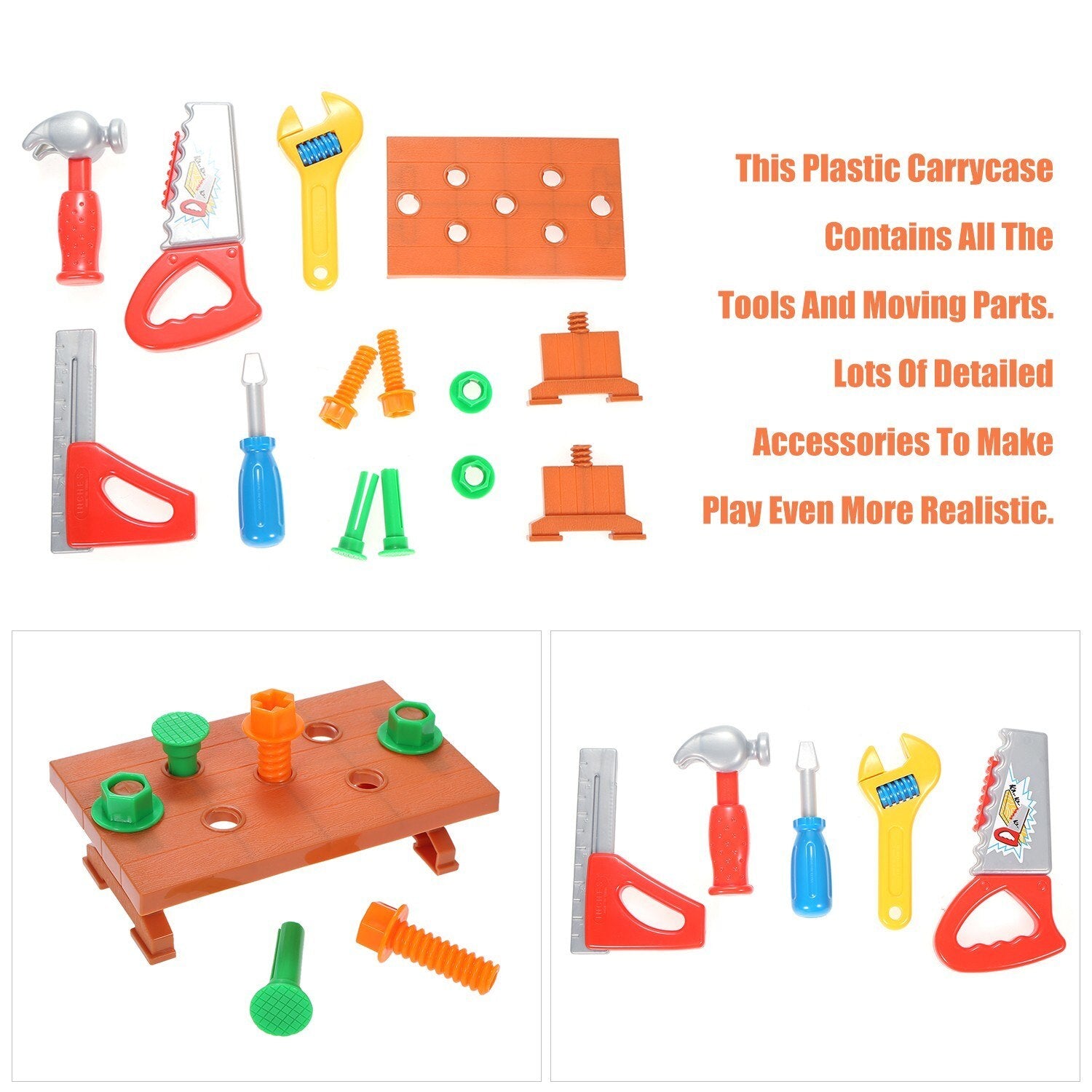 T3333 Tool Box Kit Playset With Carrycase Plastics Toys For Children Kids Portable Gift Present-ebowsos