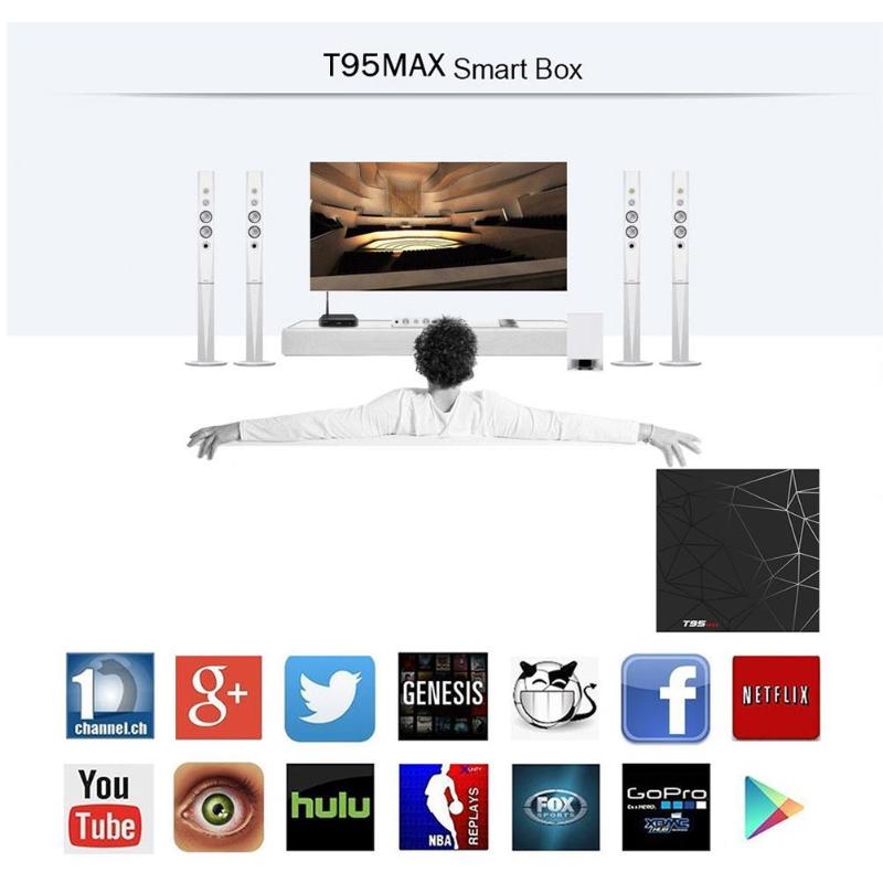 T95 2.4G WIFI Max 6K Android 8.1 Smart TV Box 2+16GB Quad Core 3D Movies WIFI Media High speed USB 3.0 Android 8.1 TV BOX New - ebowsos