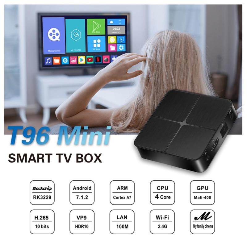 T96 Mini Android 7.1 Smart TV Box 1G+8G RK3229 Quad Core 2.4G WiFi 4K Set Top Box Streaming Media Player with Remote Control Hot - ebowsos