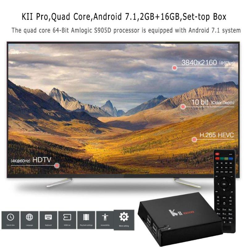 TV Box Amlogic S905D Quad Core Android 7.1 2GB+16GB 4K Set-top Box With Dual Wi-Fi Bluetooth Media Palyer High Quality - ebowsos