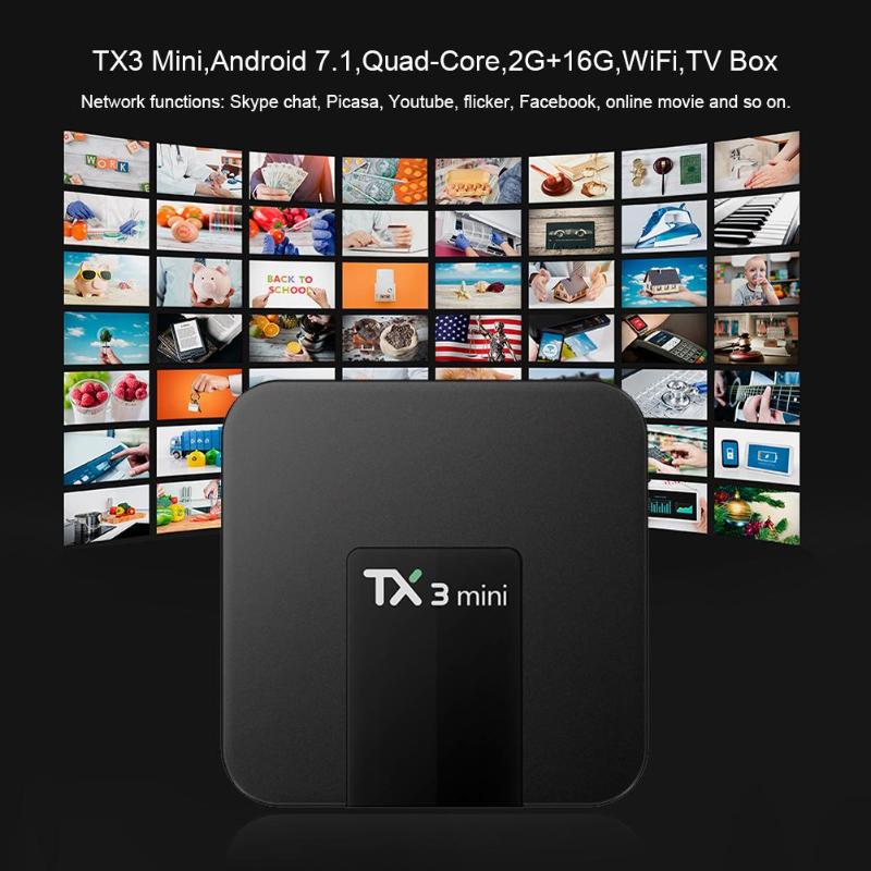 TX3 Mini Android 7.1 S905W Quad-Core Smart TV Box 4K 2G+16G WiFi Set-top Box Media Player with Remote Control High Quality - ebowsos