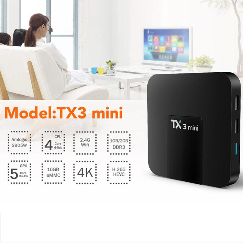 TX3 Mini Android 7.1 S905W Quad-Core Smart TV Box 4K 2G+16G WiFi Set-top Box Media Player with Remote Control High Quality - ebowsos