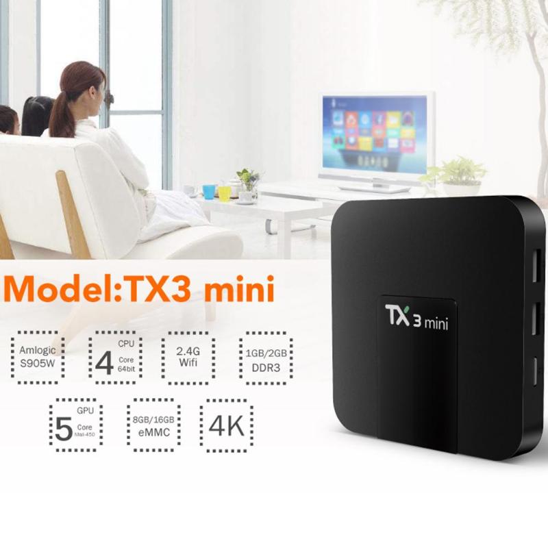 TX3 Mini Android 7.1 Smart TV Box 1G+8G/ 2G+16G Amlogic S905W Quad Core 2.4G WiFi BT4.0 4K Set-top Box Media Player Promotion - ebowsos