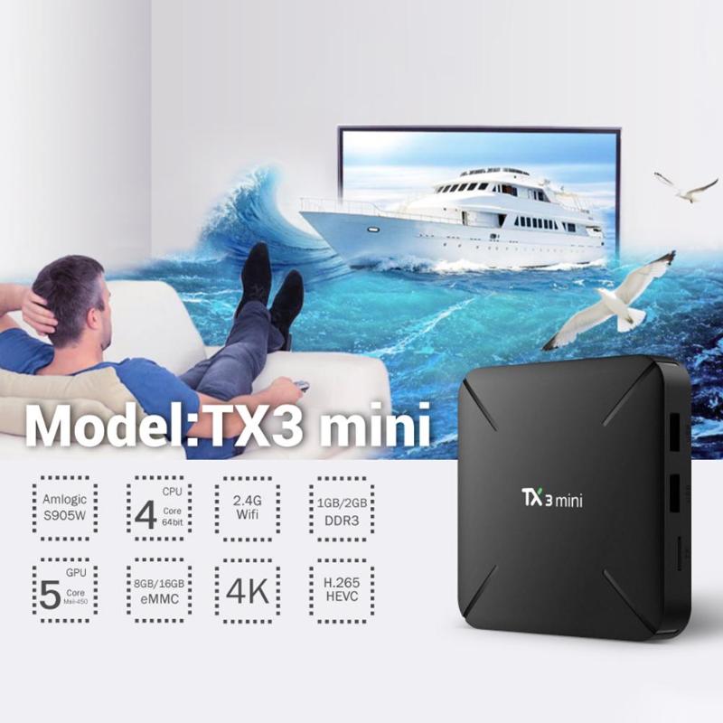 TX3 Mini TV Box Android 7.1 Amlogic S905W Quad Core Smart TV Set Top Box 2.4GHz WiFi Media Player 1GB/2GB RAM 8GB/16GB ROM New - ebowsos