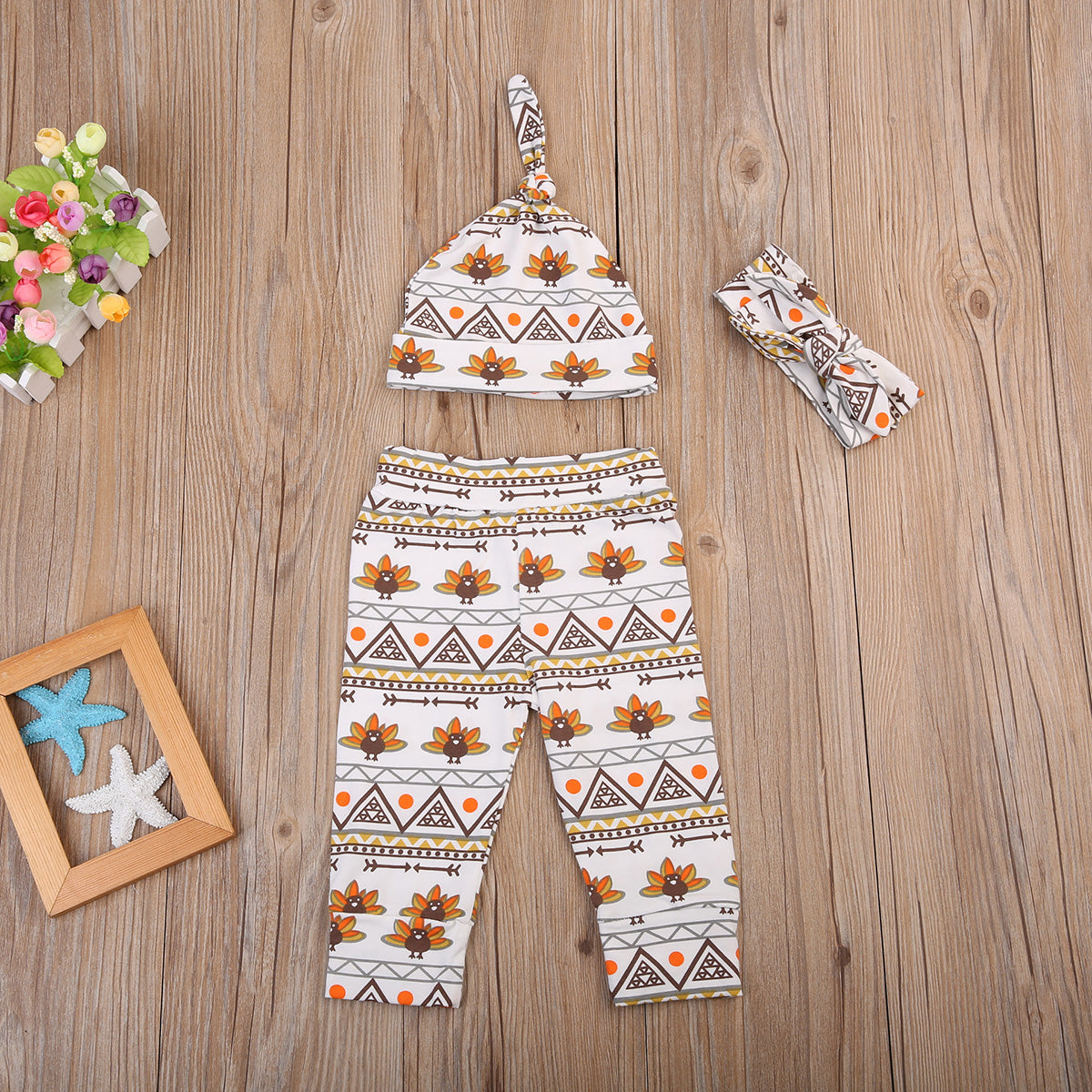 Thanksgiving Newborn Baby Boy Girl Outfits Clothes Romper+Pants+Hat 4pcs Set - ebowsos