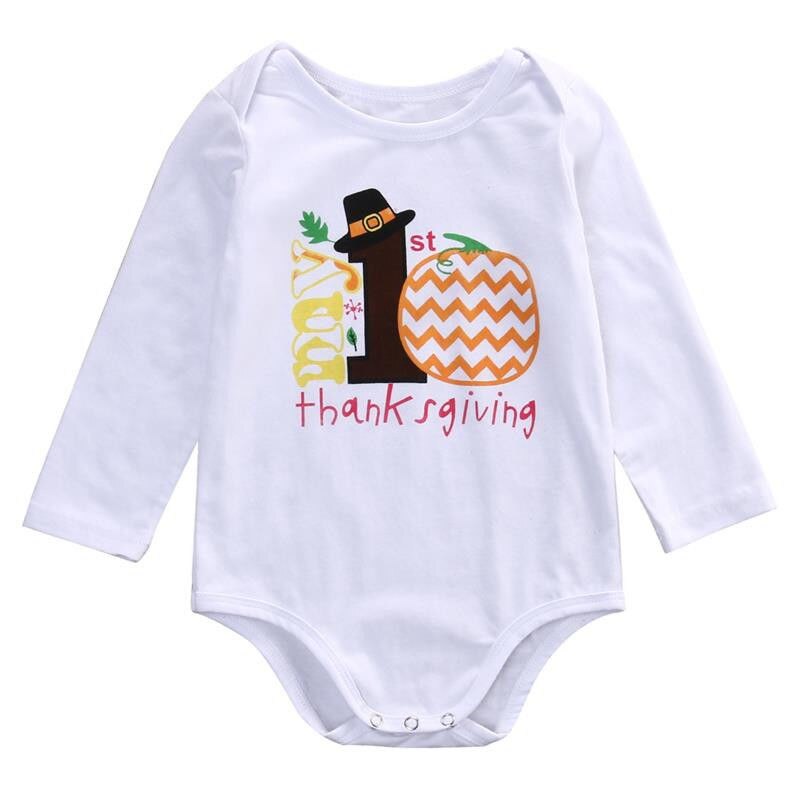 Thanthsgiving Baby Boy Girl Letter Print Short Sleeve Lace Summer Cotton Tops Bodysuit 0-12M - ebowsos