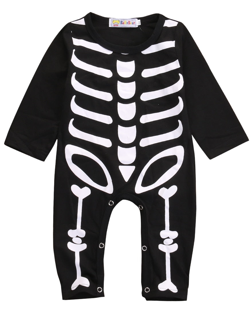 The Skeleton Baby Boys Girls Party Costume Newborn Rompers Cotton Long Sleeve Outfit Clothes - ebowsos