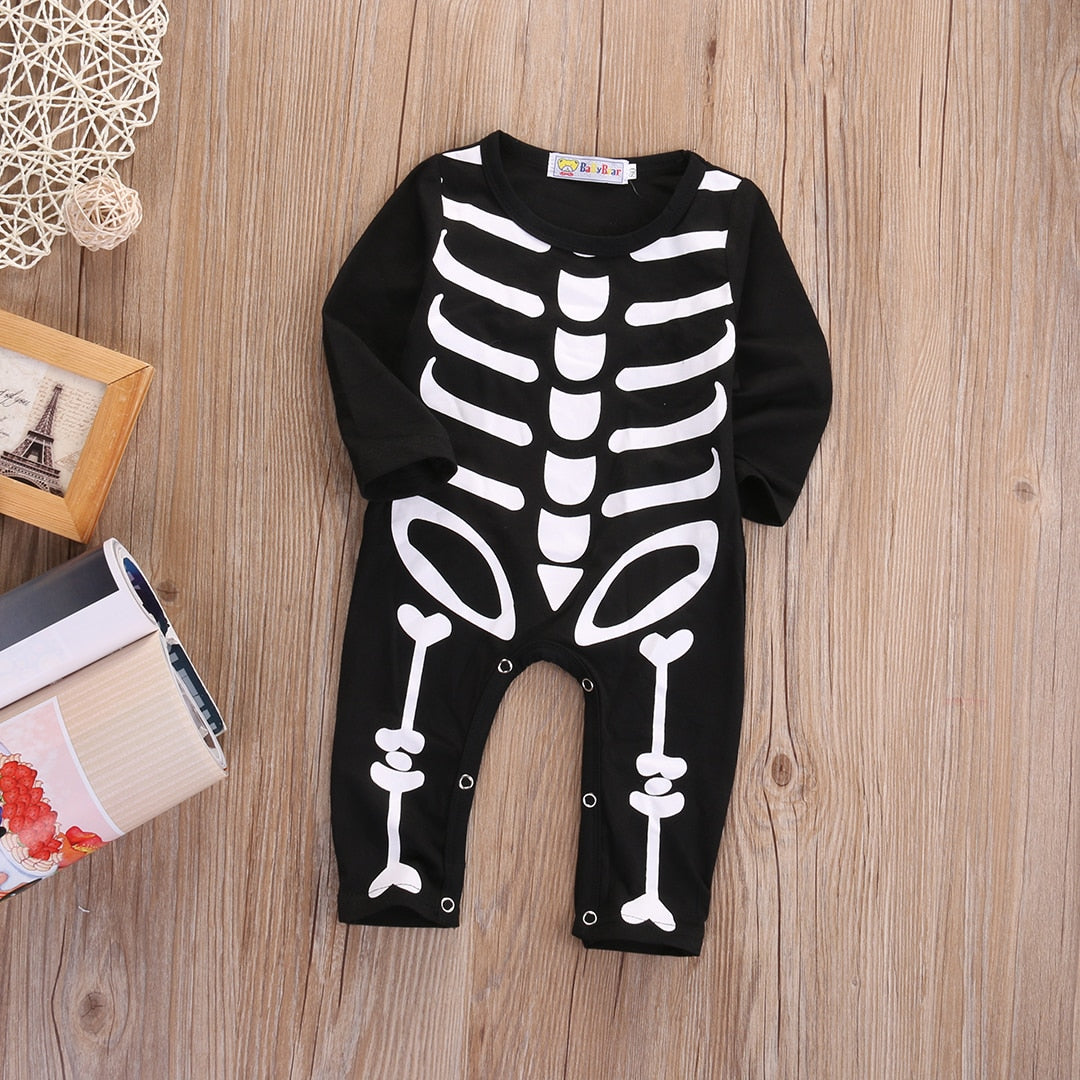 The Skeleton Baby Boys Girls Party Costume Newborn Rompers Cotton Long Sleeve Outfit Clothes - ebowsos