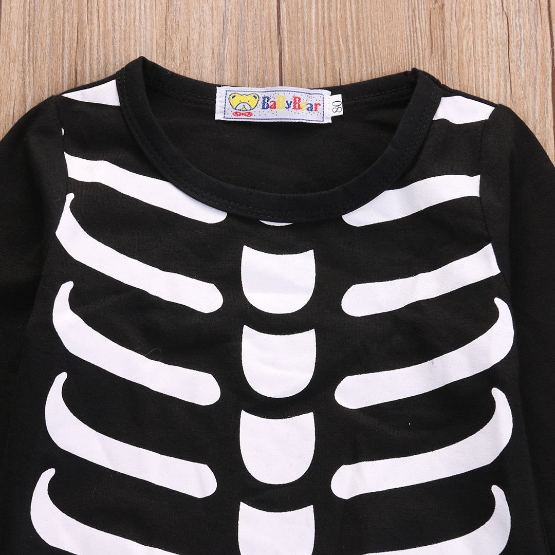 The Skeleton Baby Boys Girls Party Costume Newborn Rompers Cotton Long Sleeve Outfit Clothes - ebowsos