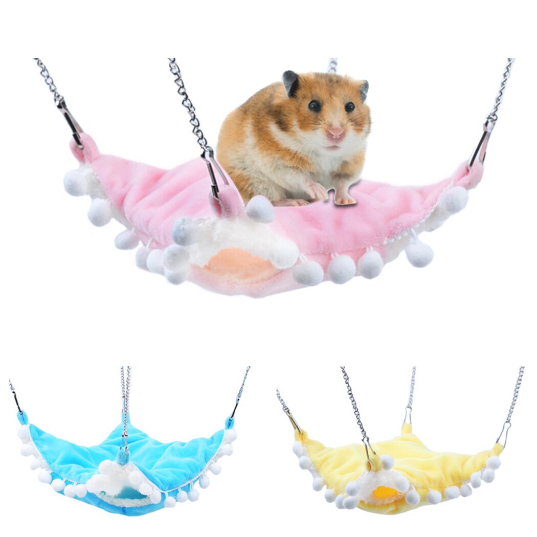 Thickened Soft Plush Pet Hammock Double-Layer Warm Hamster Hammock Small Pet Hanging Bed Pet Cage Hammock For Small Pets-ebowsos