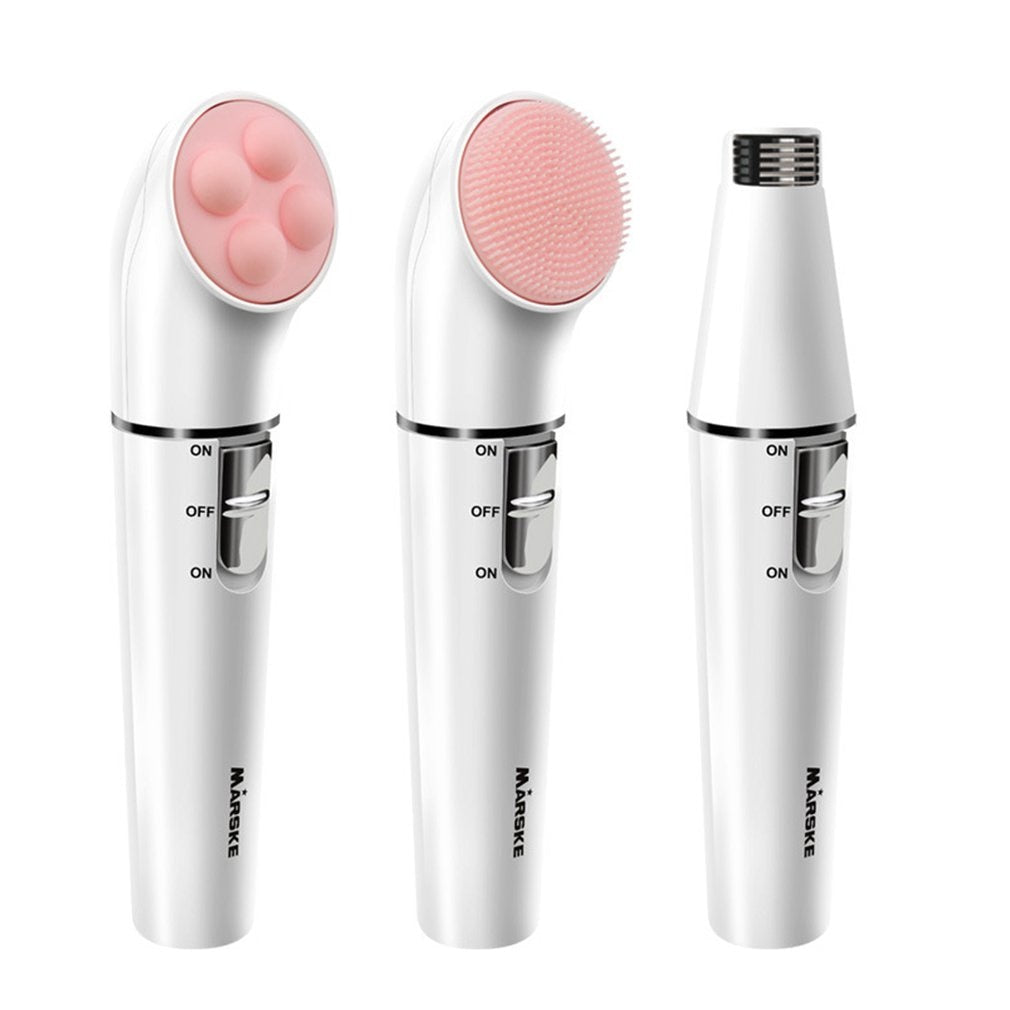 Three In One Electric Hair Removal Device Cleansing Instrument Lady Multi-Function Waterproof Massager Face Brush - ebowsos