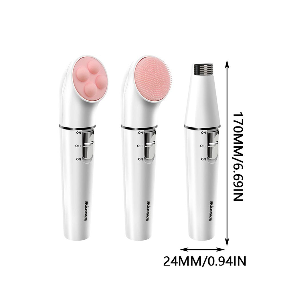 Three In One Electric Hair Removal Device Cleansing Instrument Lady Multi-Function Waterproof Massager Face Brush - ebowsos