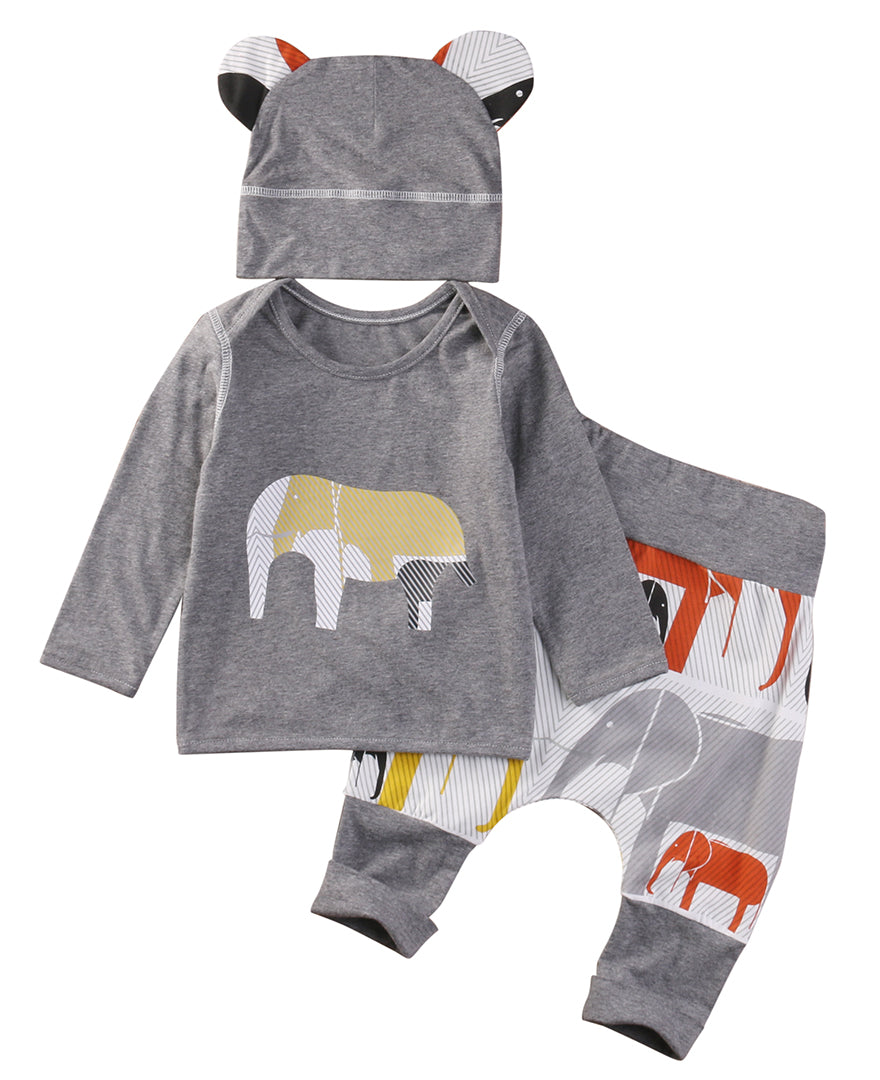 Toddler Baby Boys Girl Knit Clothes Tops Hoodie +Long Pants Hat Outfits Set 3pcs - ebowsos