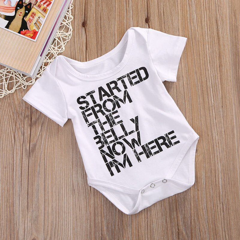 Toddler Baby Clothes Outfits Baby Boy Girl Letter Cotton Short Sleeve Bodysuit Summer Playsuit0-18M - ebowsos