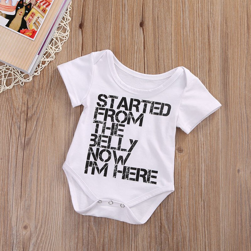 Toddler Baby Clothes Outfits Baby Boy Girl Letter Cotton Short Sleeve Bodysuit Summer Playsuit0-18M - ebowsos