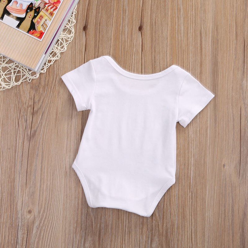 Toddler Baby Clothes Outfits Baby Boy Girl Letter Cotton Short Sleeve Bodysuit Summer Playsuit0-18M - ebowsos