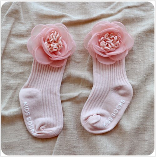 Toddler Baby Girl Boy Kids Socks Flower Bow Cute Princess Tights High Socks 0-4Y - ebowsos