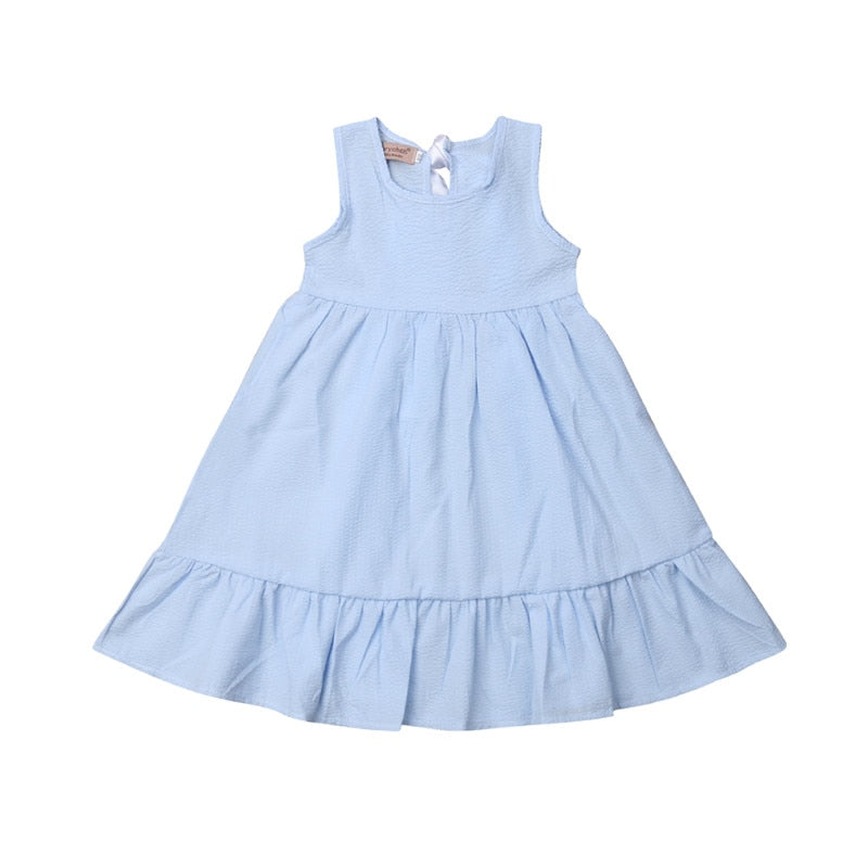 Toddler Baby Girl Clothes Sleeveless Dress Holiday Long Dress Outfit With Bow - ebowsos