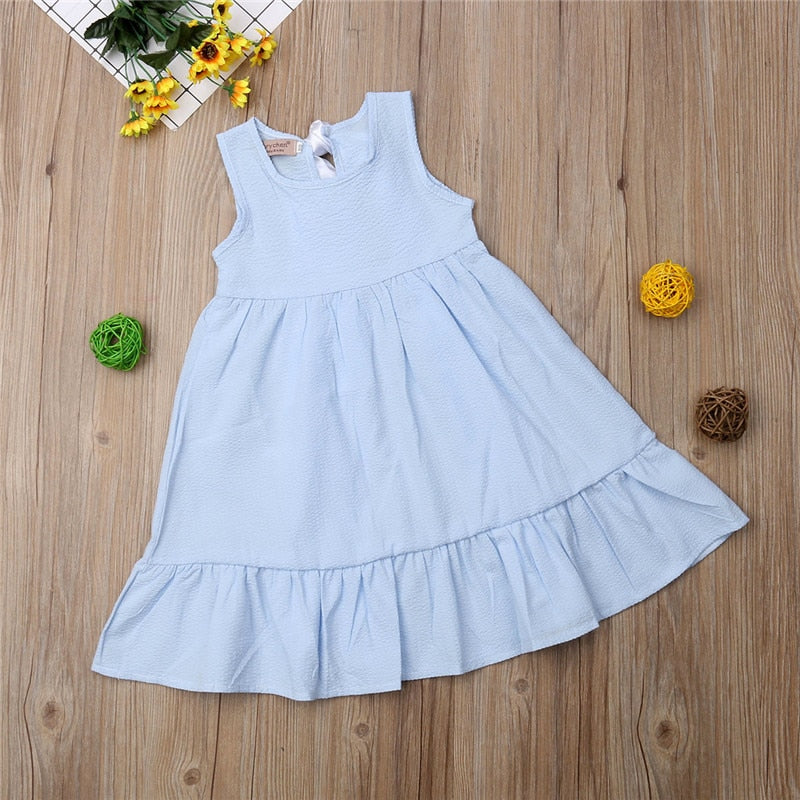 Toddler Baby Girl Clothes Sleeveless Dress Holiday Long Dress Outfit With Bow - ebowsos