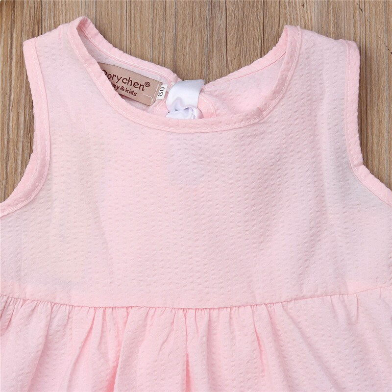 Toddler Baby Girl Clothes Sleeveless Dress Holiday Long Dress Outfit With Bow - ebowsos