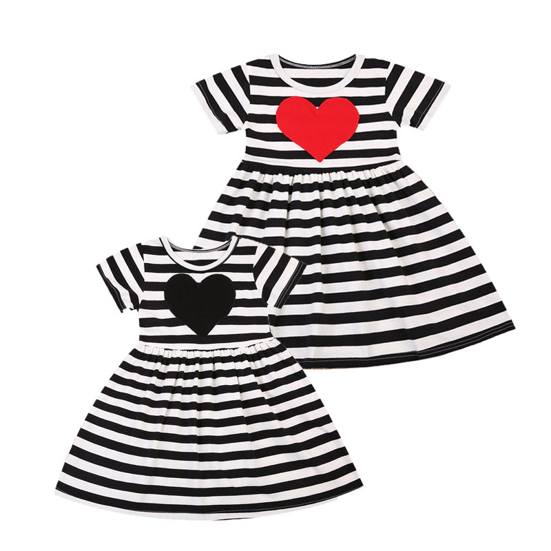 Toddler Baby Girl Kid Striped Casual Dress Outfit Sundress Short Sleeve Dresses Summer - ebowsos