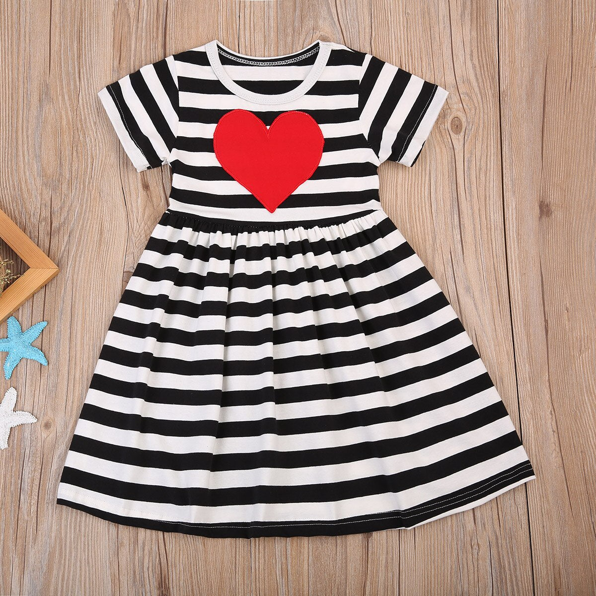 Toddler Baby Girl Kid Striped Casual Dress Outfit Sundress Short Sleeve Dresses Summer - ebowsos