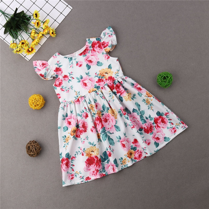 Toddler Baby Girls Clothes Floral Tutu Clothes Princess Dress Sleeveless Party Outfits Summer - ebowsos