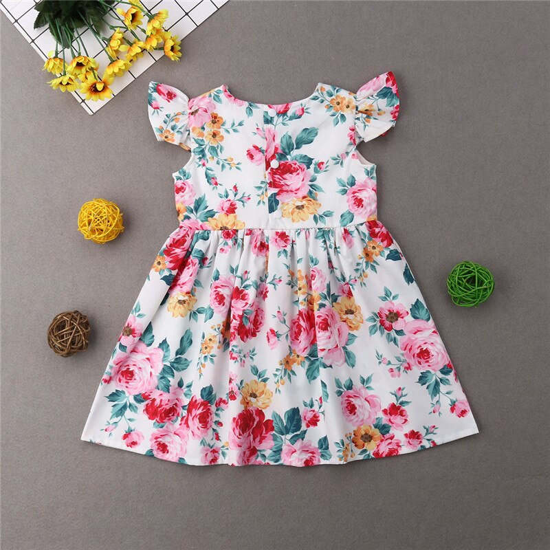 Toddler Baby Girls Clothes Floral Tutu Clothes Princess Dress Sleeveless Party Outfits Summer - ebowsos