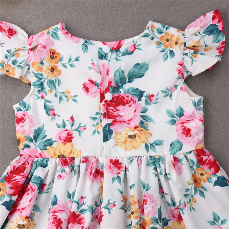 Toddler Baby Girls Clothes Floral Tutu Clothes Princess Dress Sleeveless Party Outfits Summer - ebowsos