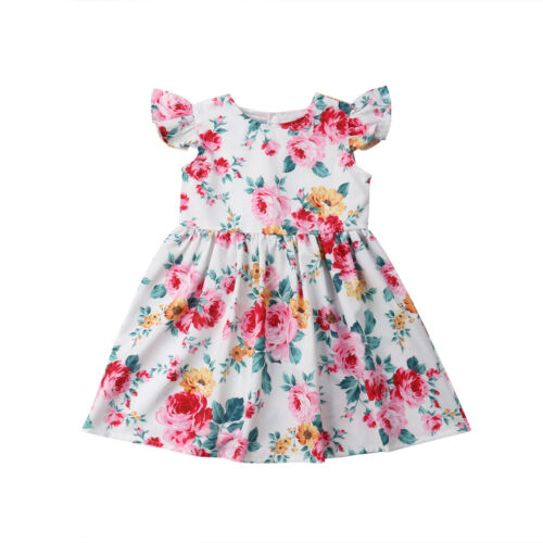 Toddler Baby Girls Clothes Floral Tutu Clothes Princess Dress Sleeveless Party Outfits Summer - ebowsos