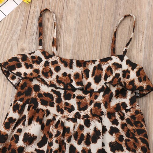 Toddler Baby Girls Dress Sexy Leopard Backless Strap Party Tassels Dresses Sundress Clothes - ebowsos