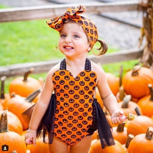 Toddler Baby Girls Halloween Sleeveless Romper Jumpsuit Lace Halter Tutu Outfits Clothes - ebowsos